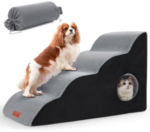 lot 564 image: LOOBANI Dog Stairs for High Beds, 4 Tiers Dog Steps for Small Dogs & Couch