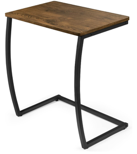 lot 595 image: SRIWATANA Side Table, End Table, Vintage C-Shaped Couch Table for Sofa Laptop Coffee Snack, Walnut