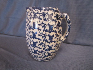 lot 22 image: Cobalt Spatter Pitcher