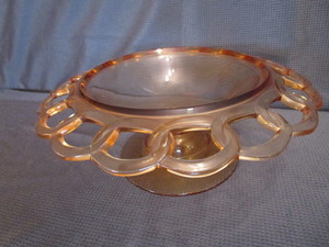 lot 24 image: Amber Bowl - Lace Edge Pedestal