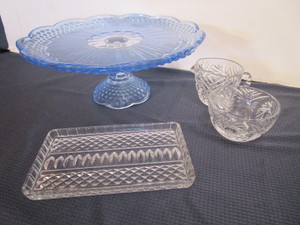 lot 33 image: Cake Pedestal, Cream & Sugar, Tray