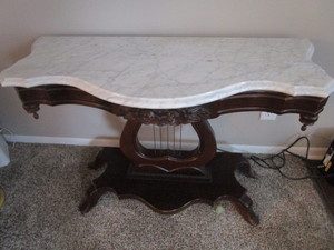 lot 13 image: Marble Top Hall Table, Fancy