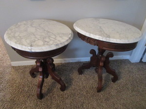 lot 10 image: Marble Top Lamp Tables