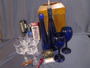 lot 75 image: Wine Box, Bottles, Stems, Openers, More