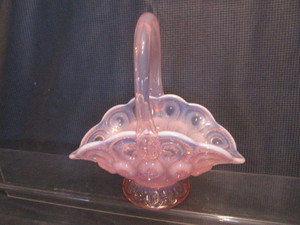 lot 111 image: Glass Basket - Opalescent