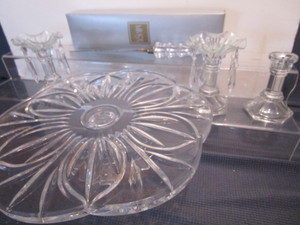 lot 120 image: Cake Stand, Candle Holders, Cake Knife