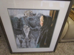 lot 140 image: Print Girl & Holsteins In Snowstorm