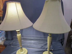lot 154 image: Pair Composite Stick Lamps