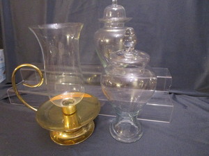 lot 157 image: Brass Candle Holder, Glass Containers