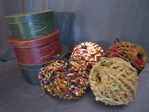 lot 165 image: Nesting Boxes, Fabric Rug Balls