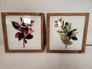 lot 18 image: Two Framed Painted Glass Art