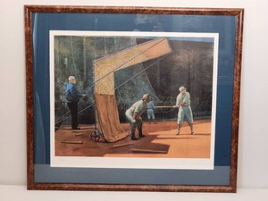 lot 55 image: Art - Framed Print McGraw Watching Travis Jackson by Lance Richbourg 1982