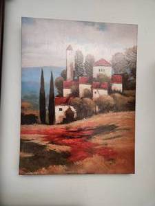 lot 59 image: Framed Red Tops by Kanayo Ede Landscape Canvas