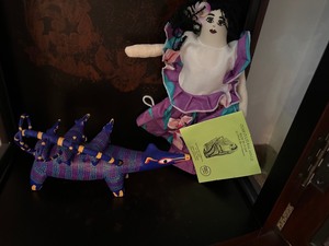 lot 124 image: Guam Cultural Doll & Blue Handmade Anteater with Three Babies on Back