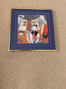 lot 100 image: Wu Chi Yong Print Woman in Market Framed Art