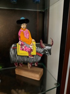 lot 119 image: Handmade Woman on Ox Fabric Art
