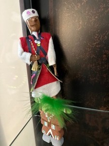 lot 120 image: Vintage Handmade Leather Doll & Native Figurine