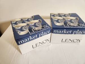 lot 150 image: Lenox 8 Mugs Market Place Indigo - New In Box