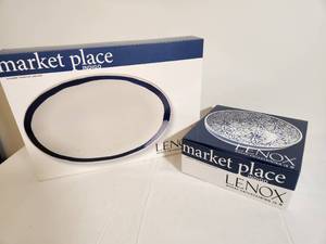 lot 151 image: Lenox Serving Pieces Market Place Indigo - New In Box