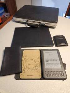 lot 320 image: Vintage Briefcase, Kindle, Leather Wallet and Notepad