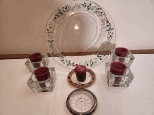 lot 337 image: Christmas Serving Plate and Candle Holders