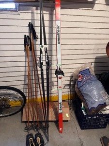 lot 447 image: Trak Omnitrail Cross Country Skis Two Sets with Bamboo Made in Norway Head Poles