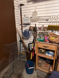 lot 451 image: Lot of Garden Tools, Garden Bench, and Garden Fence