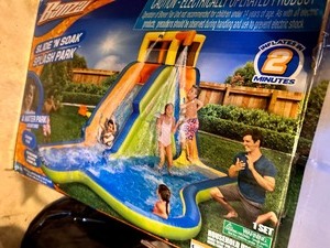 lot 453 image: Banzai Slide N Soak Splash Park Inflatable Outdoor Adventure Toy