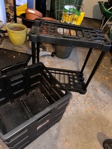 lot 458 image: Rugged Folding Quick CrateCart With Rollers and Sports Equipment Garage Organizer