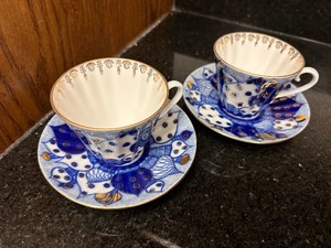 lot 221 image: Set of Two Russian Porcelain Lomonosov Tea Cup and Saucer Sets