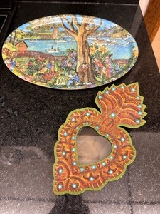 lot 262 image: Decorative Wall Hanging Box and Tavelmalare Bengt Elde Swedish Serving Tray