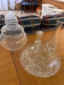 lot 352 image: Lot of Vintage Glass Serving Pieces and Vases