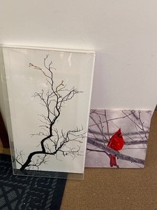 lot 398 image: Two Pieces of Wall Art on White Backgrounds
