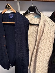 lot 489 image: Vintage Pendleton Button Up Vest and Patricia Kenny Cream Cable Knit Cardigan Wool Sweater