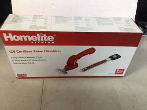 Homelite 12V Lithium Cordless Battery Grass Shear and Shrubber Trimmer with Internal 2.5 Ah Battery and Charger  Customer Returns See Pictures