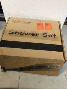 ELLO&ALLO 2-Handle 2- -Spray of Rain Shower Faucet and HandShower Combo Kit with Rectangle Shower Head in Black (Valve Included)   Customer Returns See Pictures