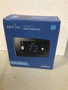 Emerson Sensi Touch 2 Wi-Fi 7-Day Programmable Thermostat, Touchscreen Color Display, Data Privacy, C-Wire Required-Black Customer Returns See Pictures
