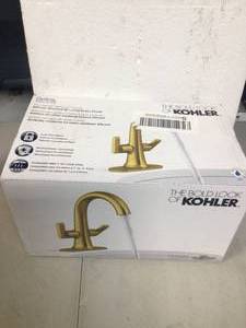 KOHLER Setra Single Hole 2-Handle Monoblock Bathroom Faucet in Vibrant Moderne Brushed Brass  Customer Returns See Pictures