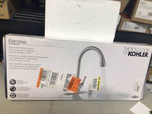 KOHLER Barossa Single-Handle Pull-Down Sprayer Kitchen Faucet with SoapLotion Dispenser in Vibrant Stainless   Customer Returns See Pictures