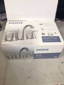 MOEN Korek 8 in. Widespread Double Handle High-Arc Bathroom Faucet in Spot Resist Brushed Nickel (Valve Included)    Customer Returns See Pictures