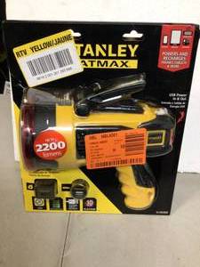 Stanley Rechargeable 2200 Lumens LED Lithium-Ion Hand-Held Portable Handheld Spotlight  Customer Returns See Pictures