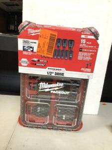 Milwaukee SHOCKWAVE Impact-Duty 12 in. Drive SAE Deep Well Impact PACKOUT Socket Set (15-Piece)   Customer Returns See Pictures