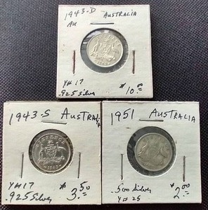 (3) Australian Silver Sixpence Coins