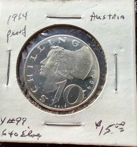 1964 Austria Proof Silver 10 Schilling Coin