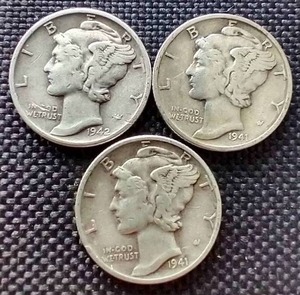 (3) Mercury Dimes