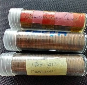 (3) Vintage Canadian Penny Rolls