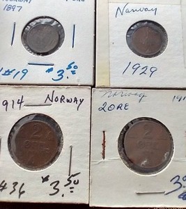 (4) Vintage Norwegian Coins