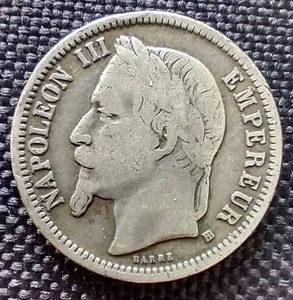1870 French 1 Franc Silver Coin