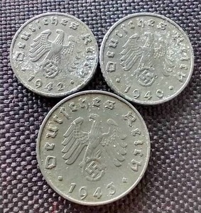 (3) WW2 Germany Third Reich Coins - 1510 Pfennig