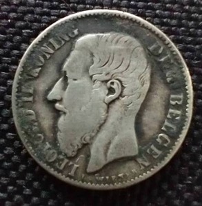 1886 Belgium 50 Centimes Silver Coin